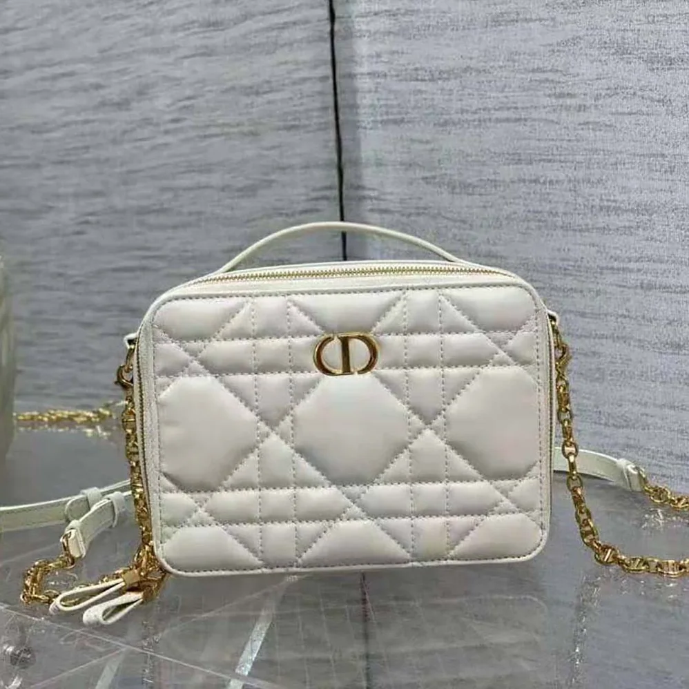 Dior Caro Box Bag with Chain Latte Quilted Macrocannage Calfskin for Women Dior Caro Box Bag with Chain Latte Quilted Macrocannage Calfskin for Women