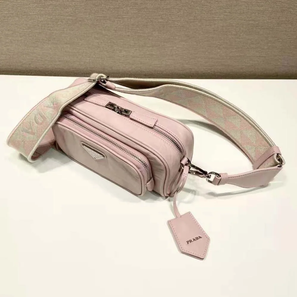 Prada Nappa Antique Leather Multi-Pocket Shoulder Bag for Women in Pink