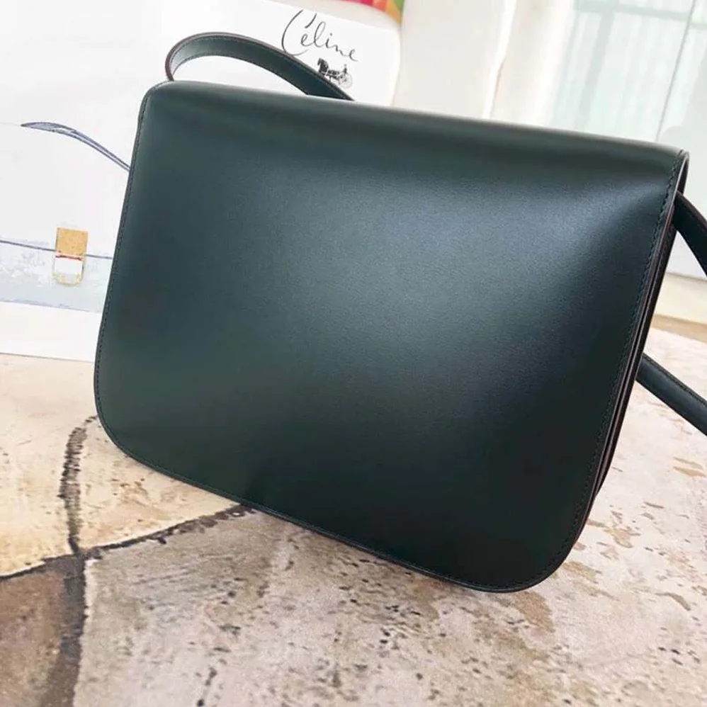 Celine Small Classic Bag in Box Calfskin Leather for Women in Dark Green