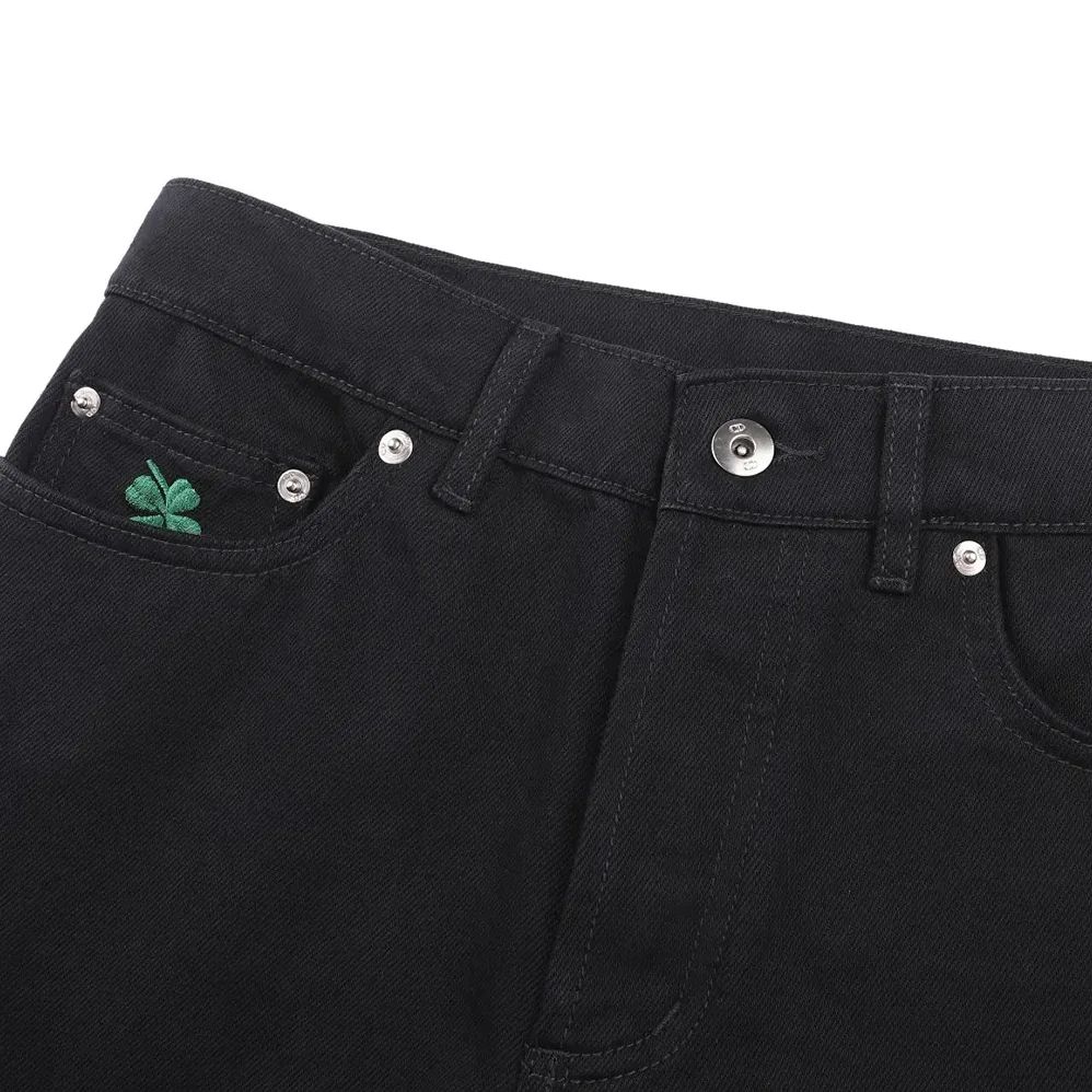 Dior Long Regular Jeans with Dior Clover Embroideries Black Cotton Twill for Men