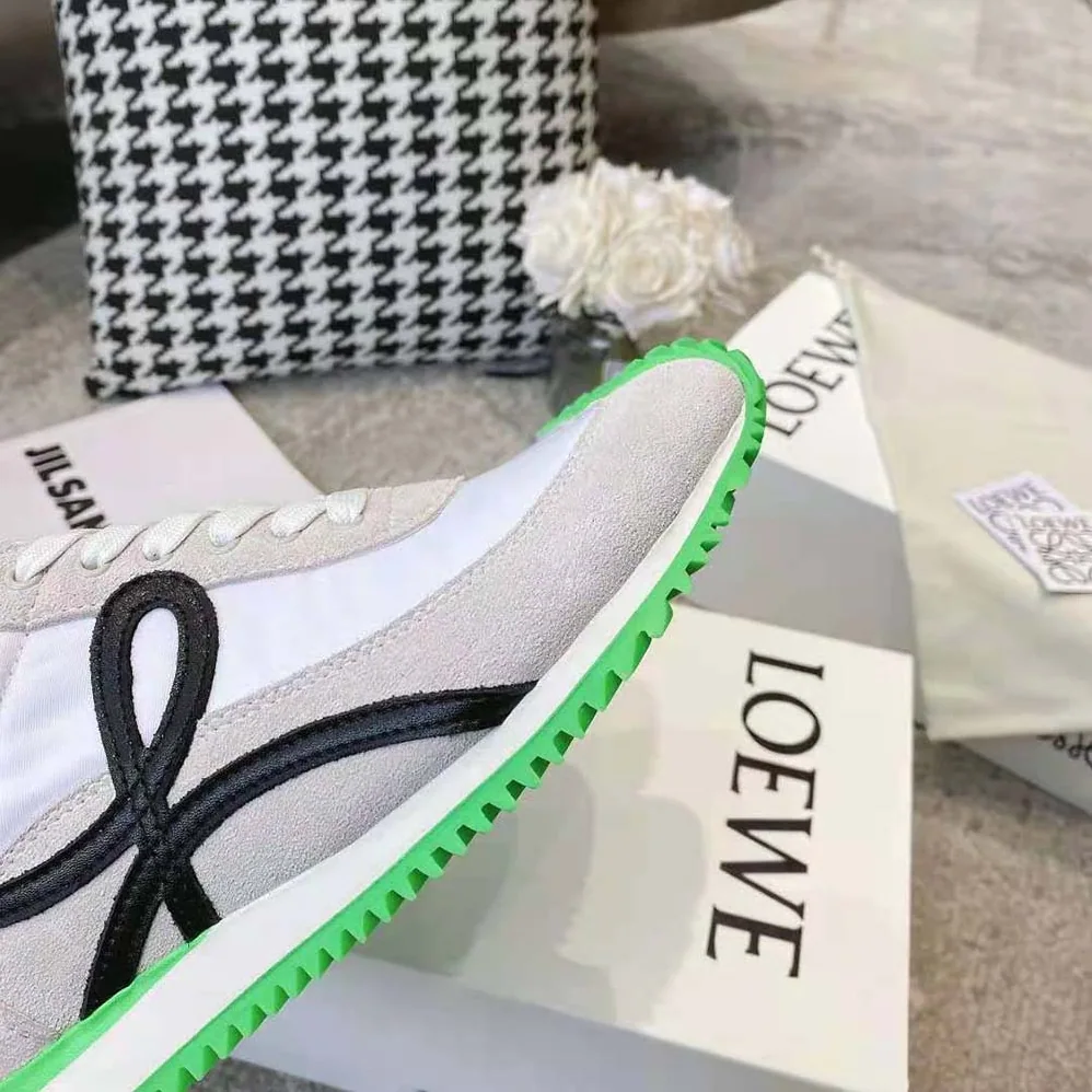 Loewe Flow Runner in Nylon and Suede for Women in Lime Loewe Flow Runner in Nylon and Suede for Women in Lime
