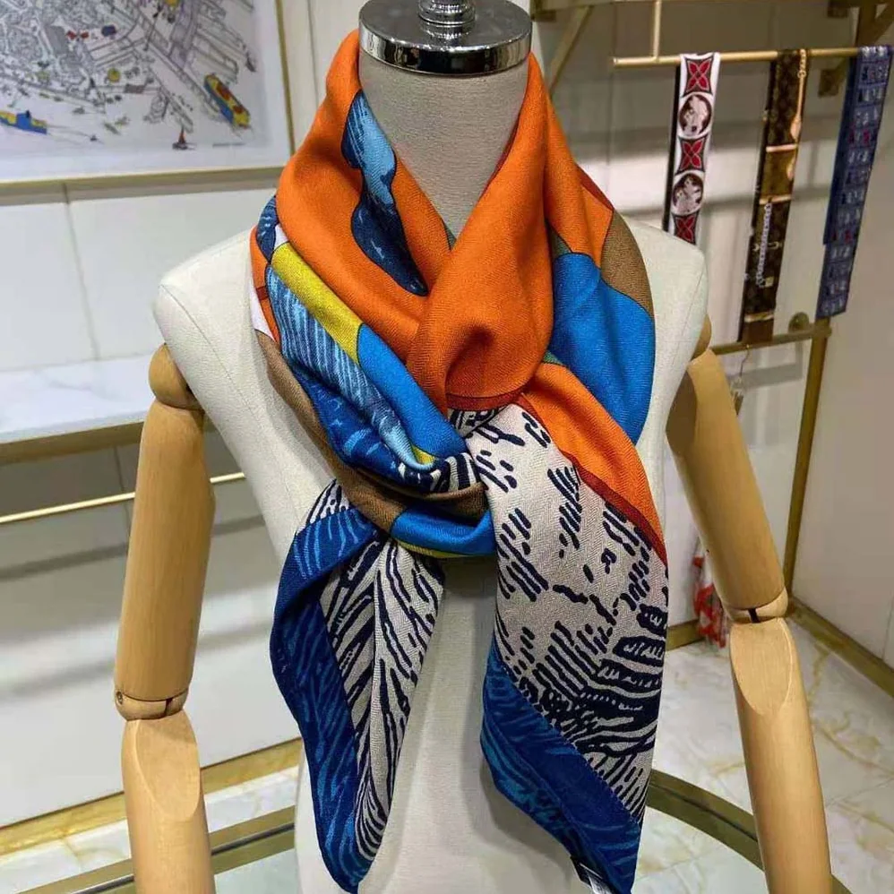 Hermes Cavalier En Formes Scarf 90 for Women in Orange