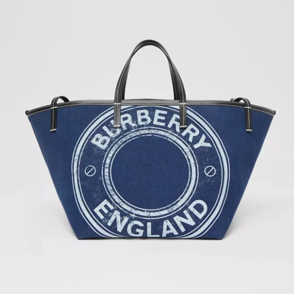 Burberry Mini Logo Graphic Denim Beach Tote for Women