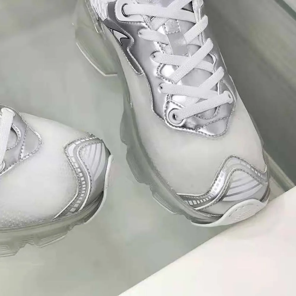 Dior Vibe Sneaker White Mesh and Silver for Women in Tone Leather Dior Vibe Sneaker White Mesh and Silver for Women in Tone Leather