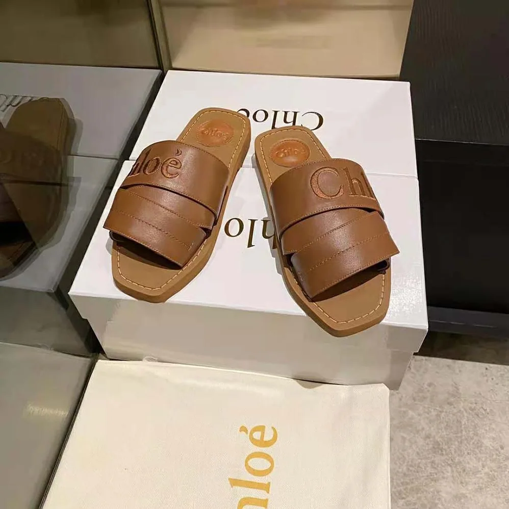 Chloe Woody Flat Mule for Women in Brown