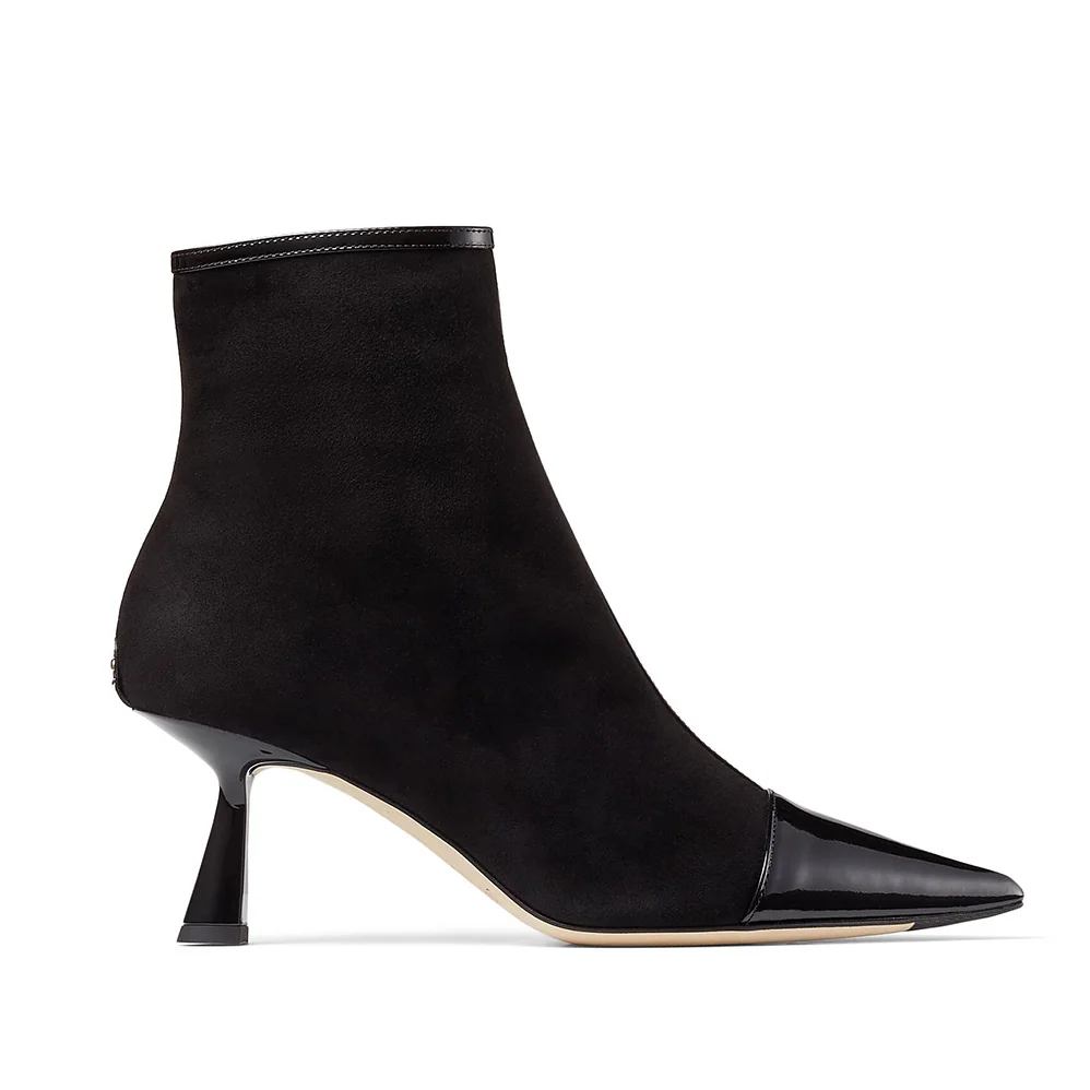 Jimmy Choo Kix/Z 65 Black Patent and Suede Ankle Boots for Women Jimmy Choo Kix/Z 65 Black Patent and Suede Ankle Boots for Women
