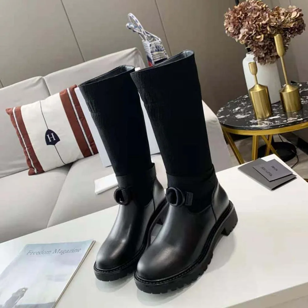Dior D-Major Boot Black Technical Fabric and Calfskin for Women