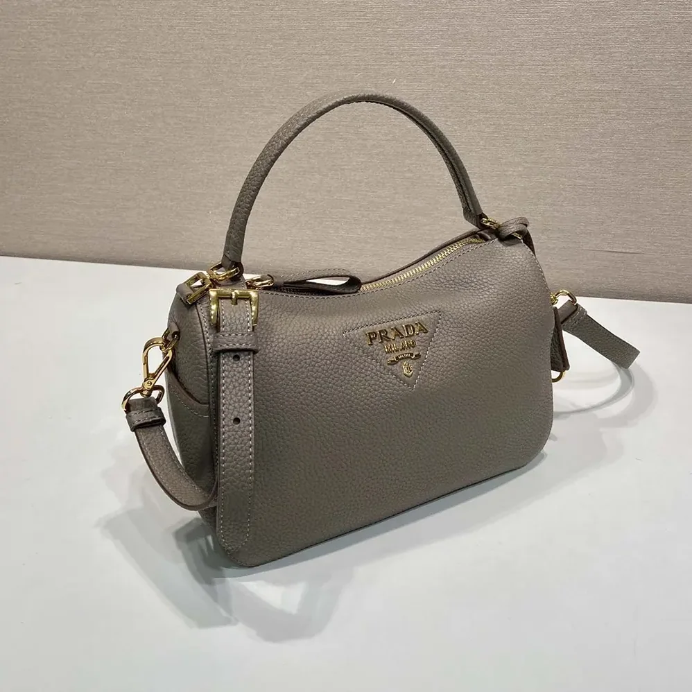 Prada Small Leather Bag for Women in Clay Gray Prada Small Leather Bag for Women in Clay Gray