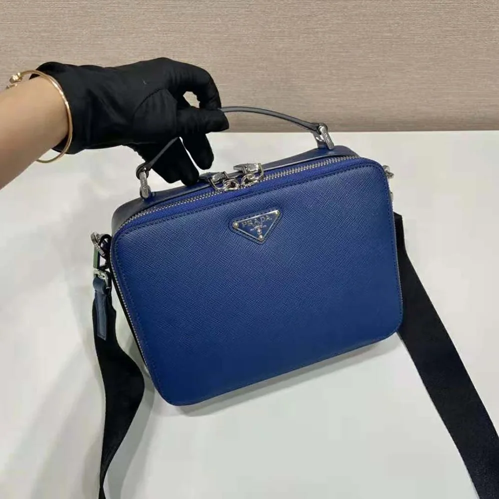 Prada Brique Saffiano Leather Bag for Men in Navy Prada Brique Saffiano Leather Bag for Men in Navy
