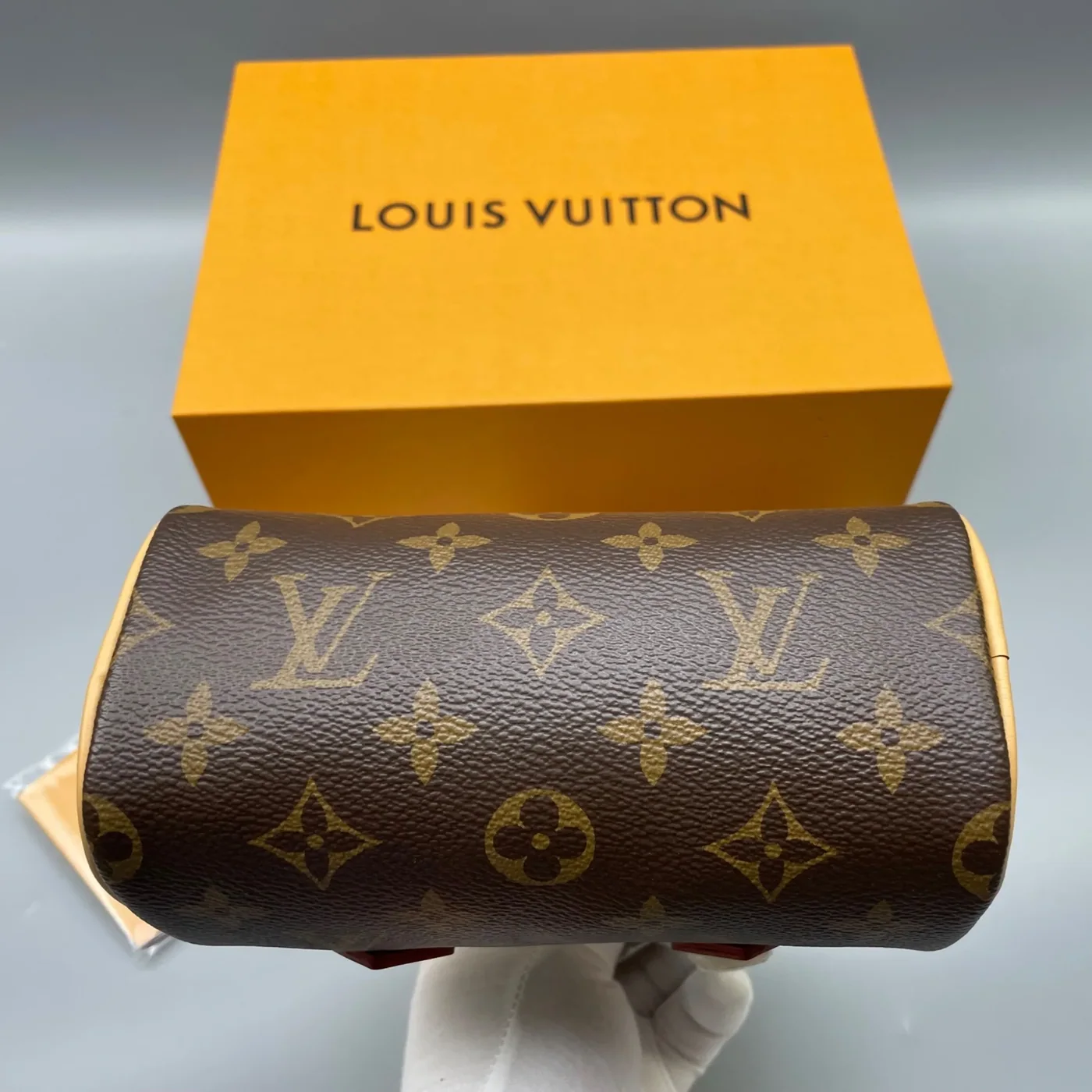 Louis Vuitton Nano Speedy Top Handle Bag in Brown Gold Hardware