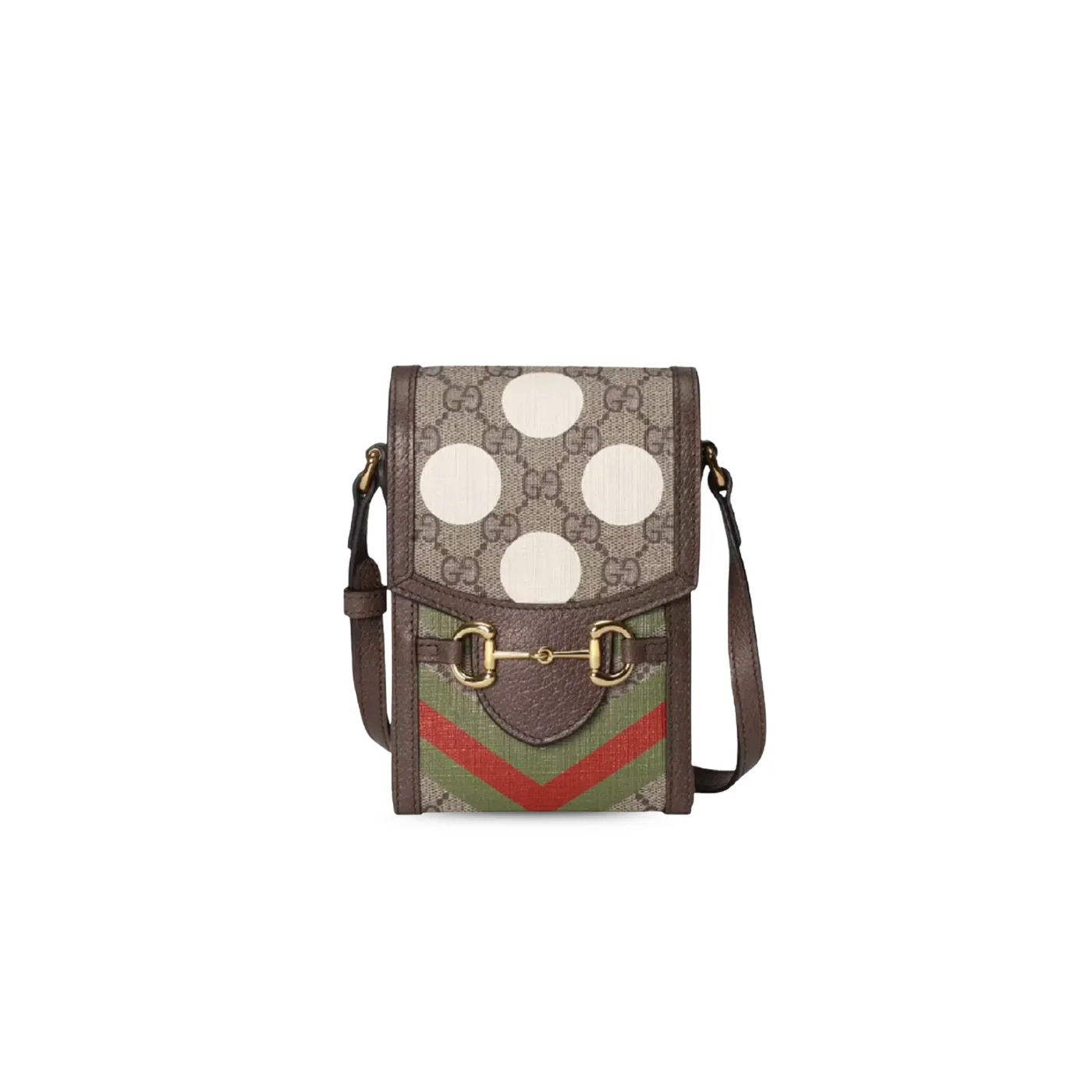 Gucci Horsebit 1955 Mini Bag / Beige/ Ebony GG Supreme Canvas With Geometric Print Gucci Horsebit 1955 Mini Bag / Beige/ Ebony GG Supreme Canvas With Geometric Print