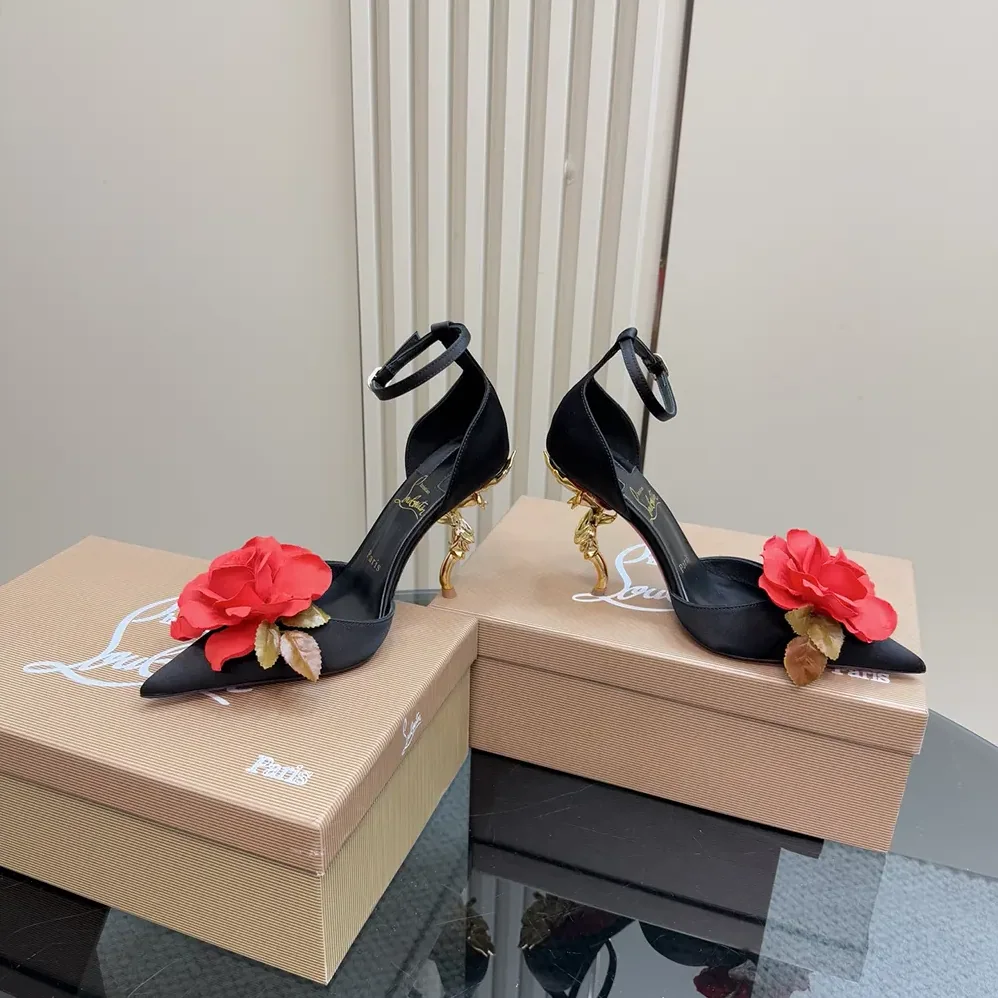 Christian Louboutin Bellarose 100 mm Strappy Pumps Crepe Satin for Women in Black Christian Louboutin Bellarose 100 mm Strappy Pumps Crepe Satin for Women in Black