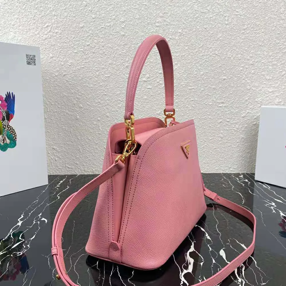 Prada Medium Saffiano Leather Prada Matinee Bag for Women in Pink Prada Medium Saffiano Leather Prada Matinee Bag for Women in Pink