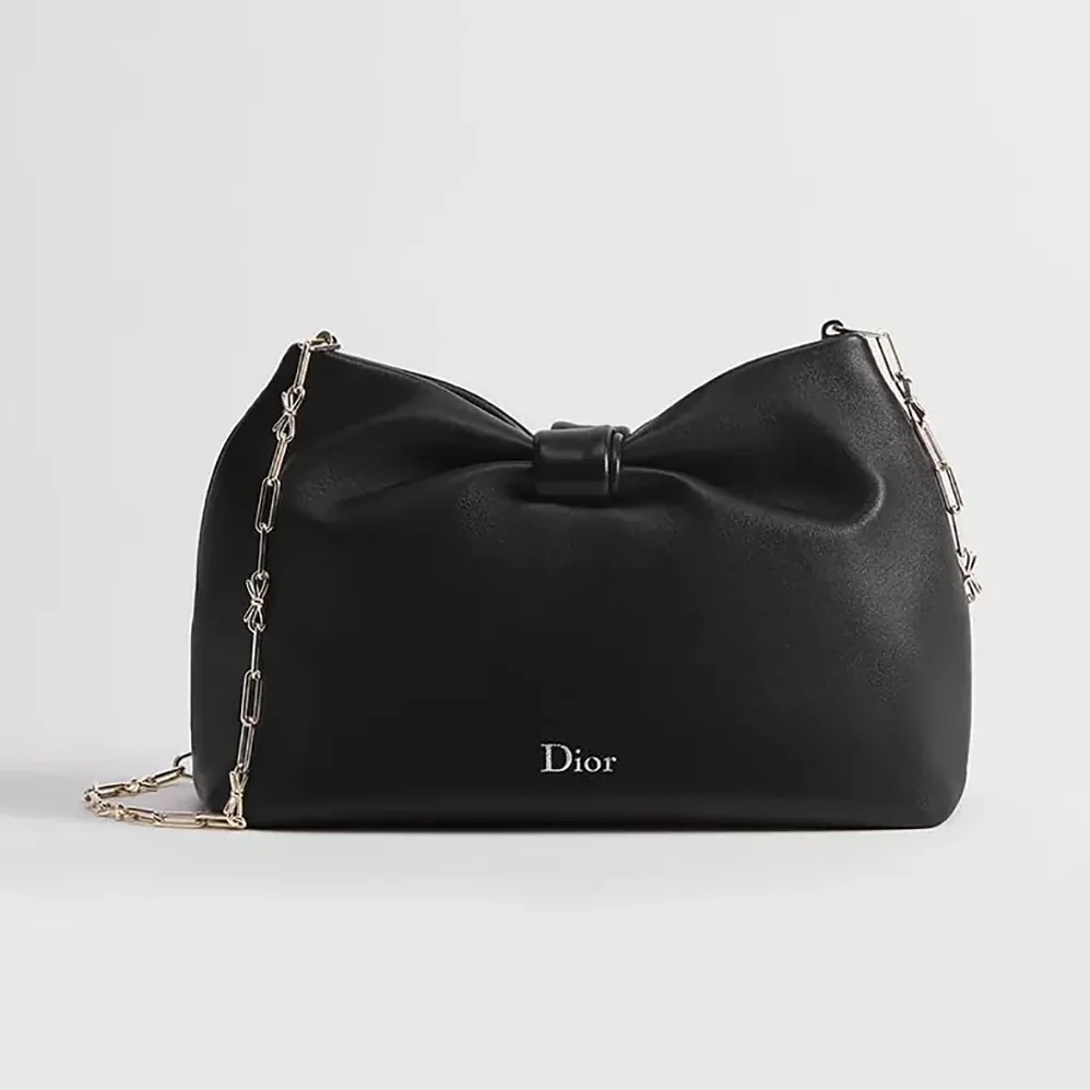 Dior Small Dior Bow Bag Black Lambskin for Women