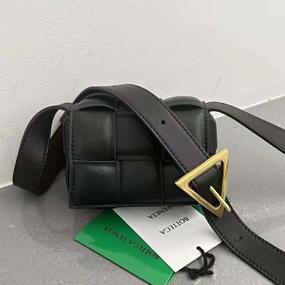 Bottega Veneta Candy Padded Cassette Mini Padded Intreccio Leather Cross-Body Bag for Women in Black