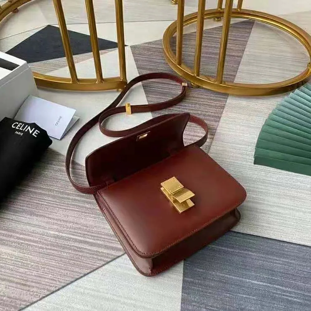 Celine Teen Classic Bag in Box Calfskin for Women in Maroon