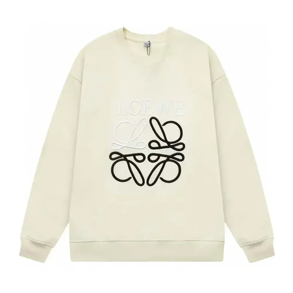 Loewe Anagram Regular Fit Sweatshirt in Cotton for Men in White/Black Loewe Anagram Regular Fit Sweatshirt in Cotton for Men in White/Black