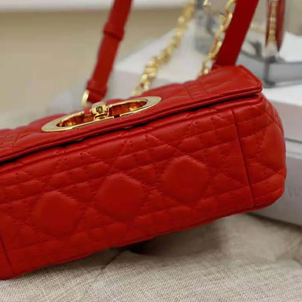 Dior Small Dior Caro Bag Supple Cannage Calfskin for Women in Red Dior Small Dior Caro Bag Supple Cannage Calfskin for Women in Red