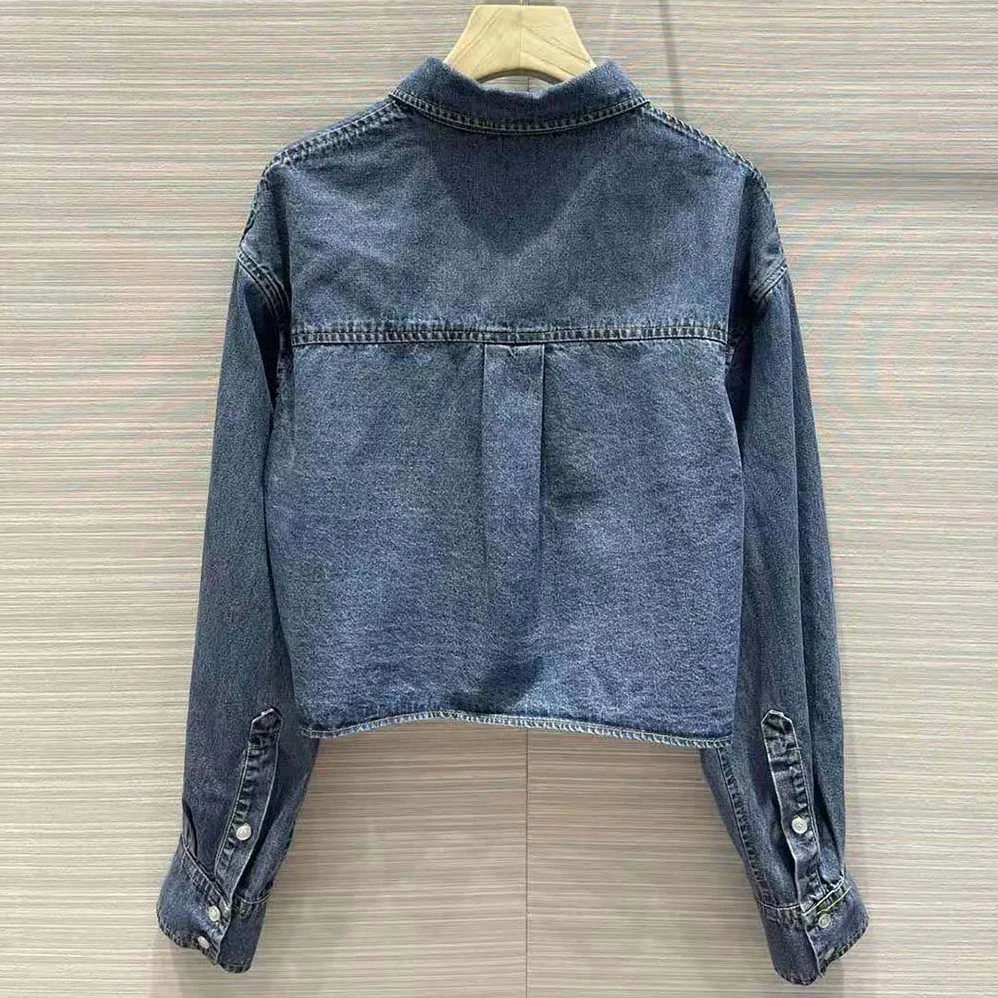 Celine Cropped Shirt in Union Ocean Wash Denim for Women