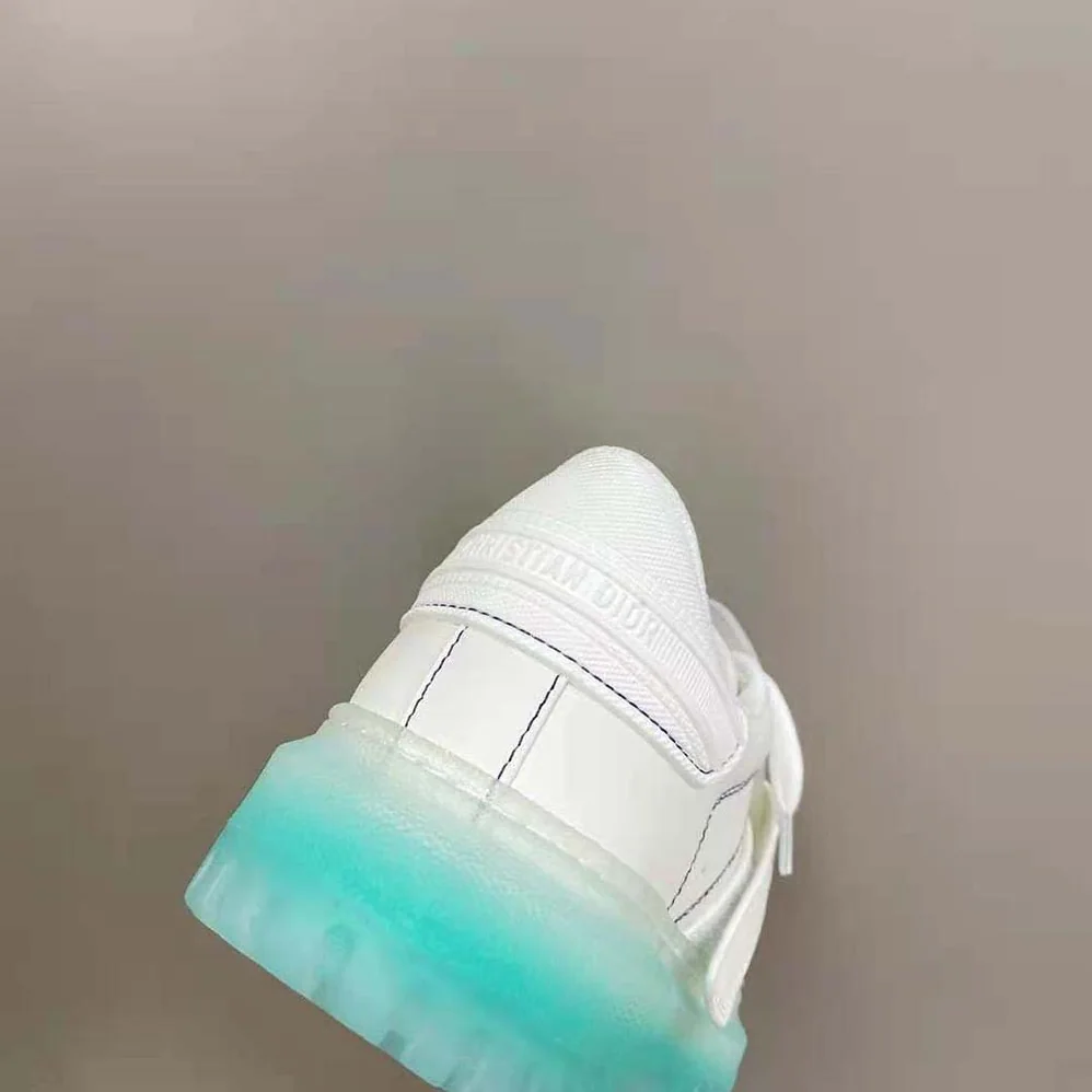 Dior Dior-Id Sneaker White Calfskin and Cypress Green Transparent Rubber for Women Dior Dior-Id Sneaker White Calfskin and Cypress Green Transparent Rubber for Women