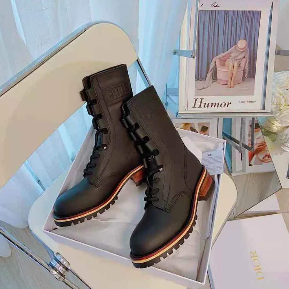 Dior Quest Boot Black Embossed Calfskin for Women