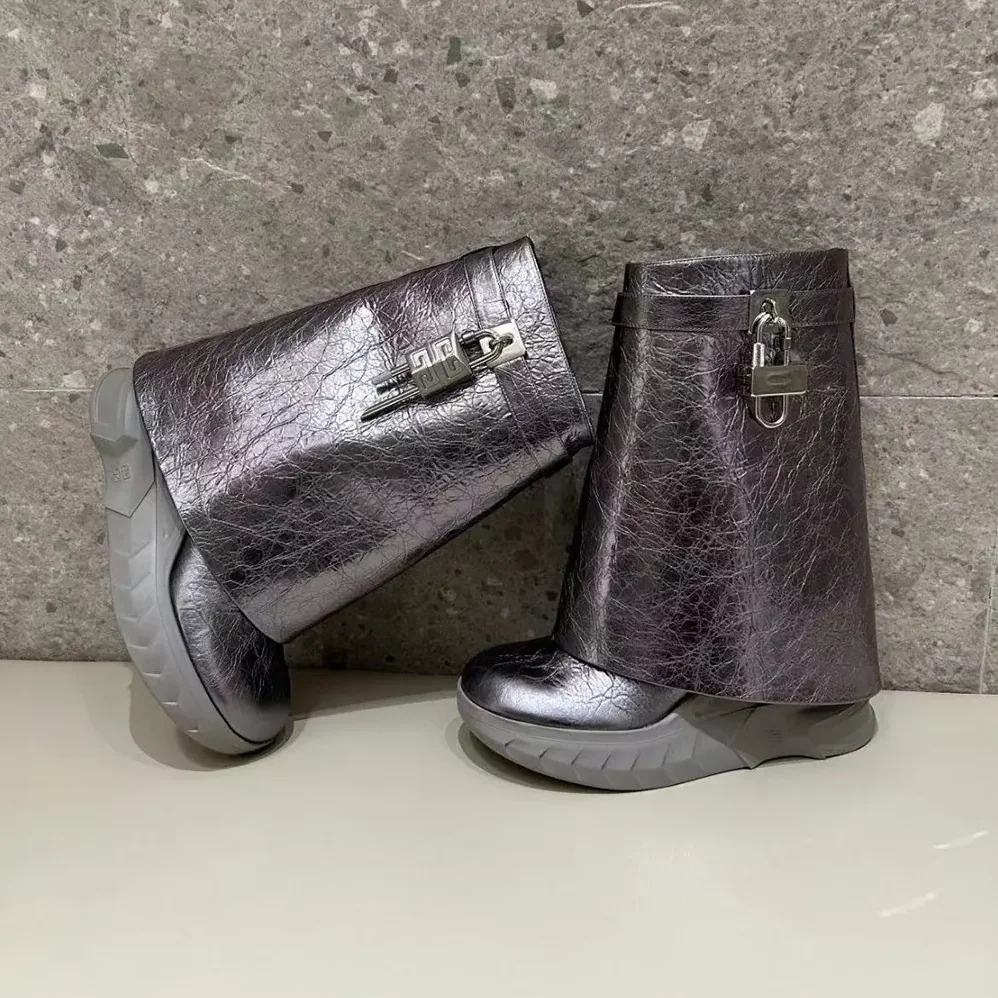 Givenchy Shark Lock Biker Ankle Boots in Laminated Leather for Women Givenchy Shark Lock Biker Ankle Boots in Laminated Leather for Women