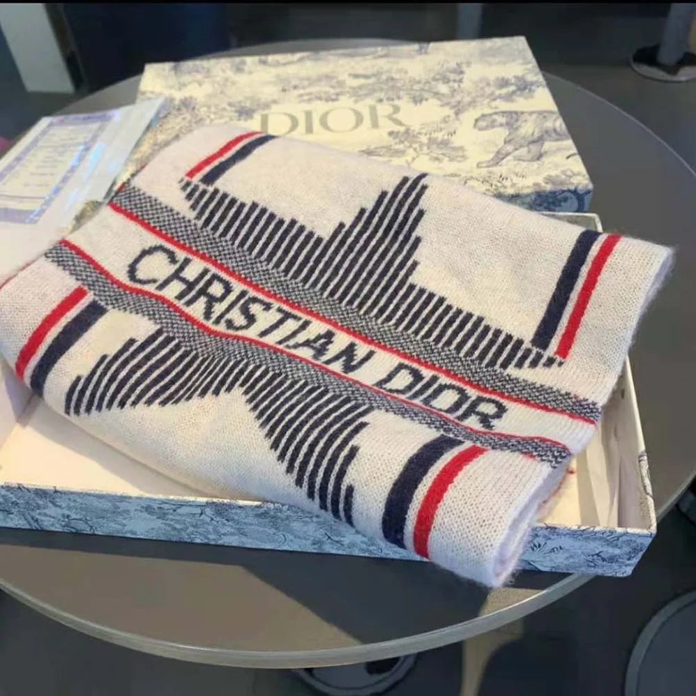 Dior Dioralps Scarf White Three for Women in Tone Wool and Cashmere