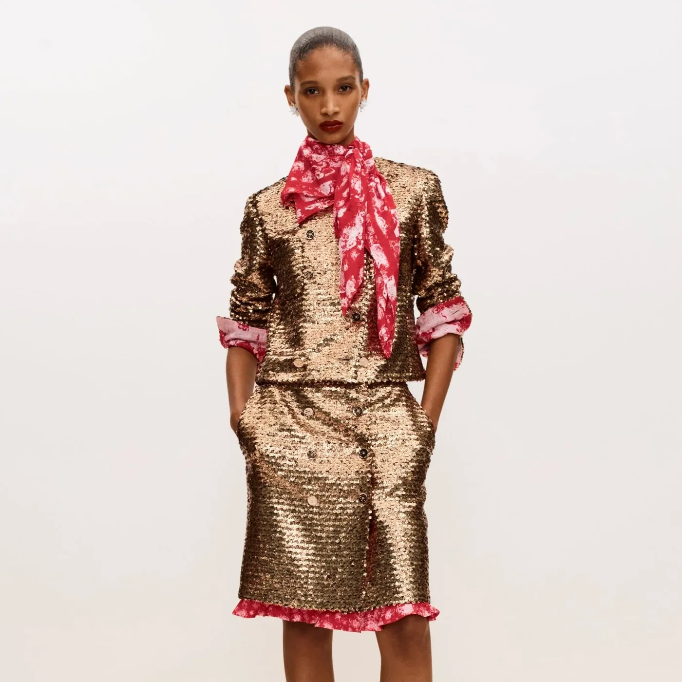Chanel Square Scarf Red