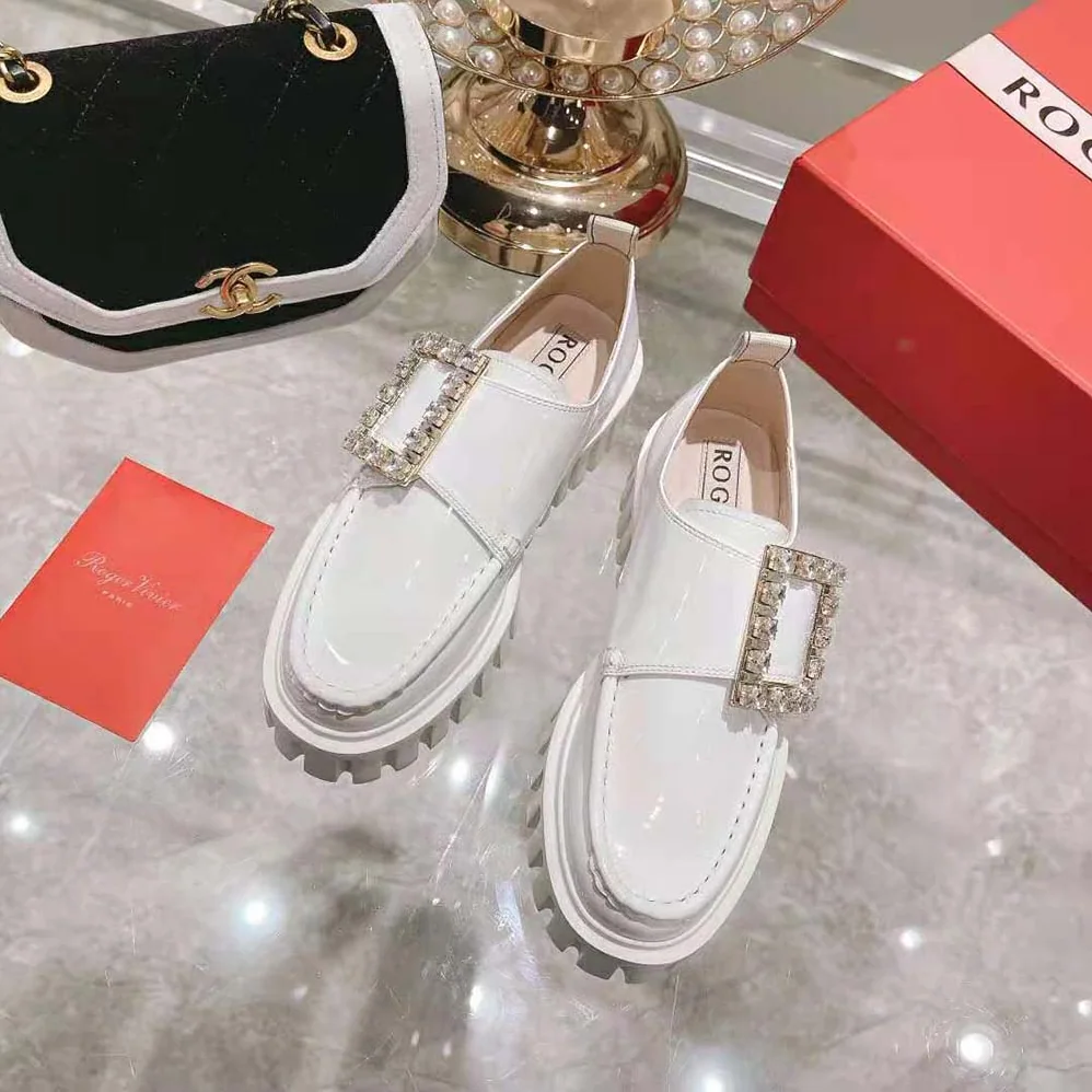 Roger Vivier Viv' Go-Thick Strass Buckle Loafers in Patent Leather for Women Roger Vivier Viv' Go-Thick Strass Buckle Loafers in Patent Leather for Women