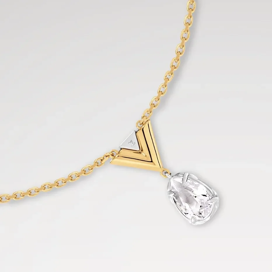 Louis Vuitton V for Vuitton Necklace Golden