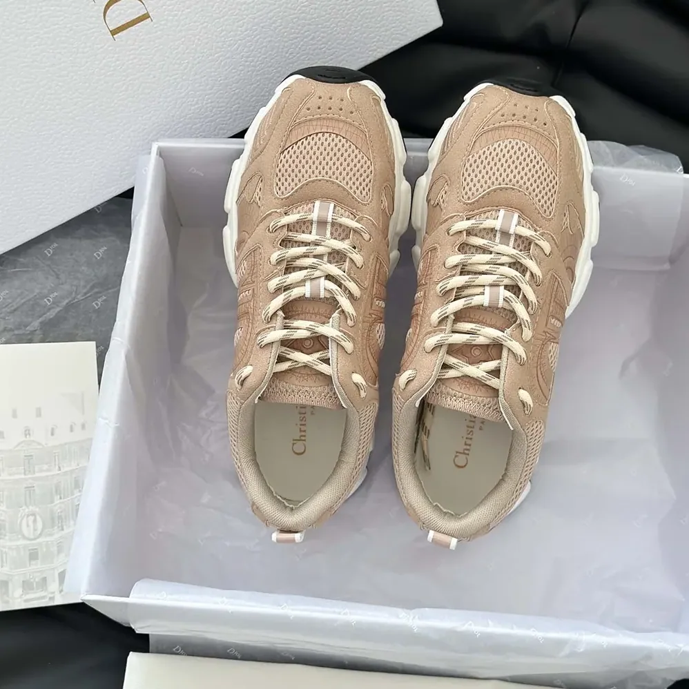 Dior Chrono Sneaker Nude Mesh and Suede Calfskin for Unisex Dior Chrono Sneaker Nude Mesh and Suede Calfskin for Unisex