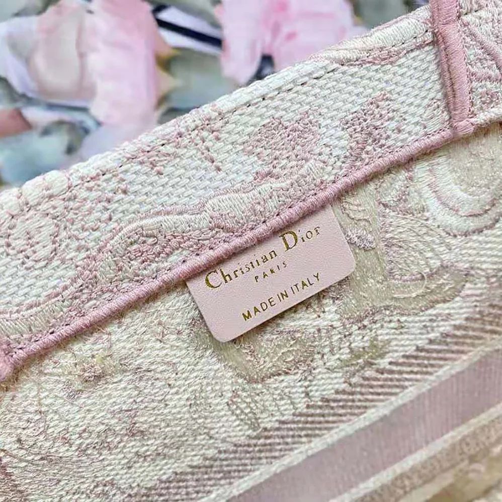Dior Small Dior Book Tote Toile de Jouy Embroidery for Women in Pink
