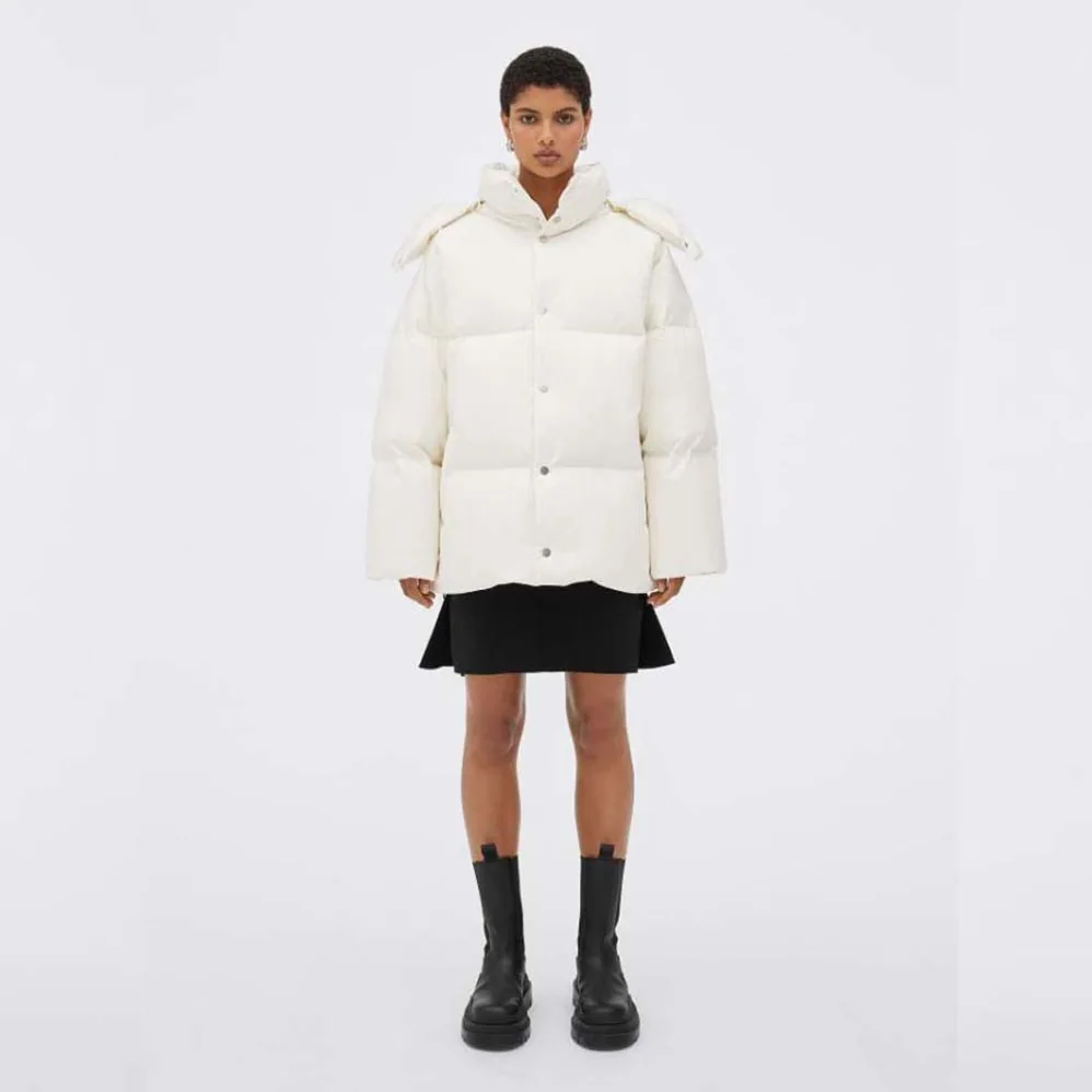 Bottega Veneta Frosted Poplin Puffer Jacket for Women in White