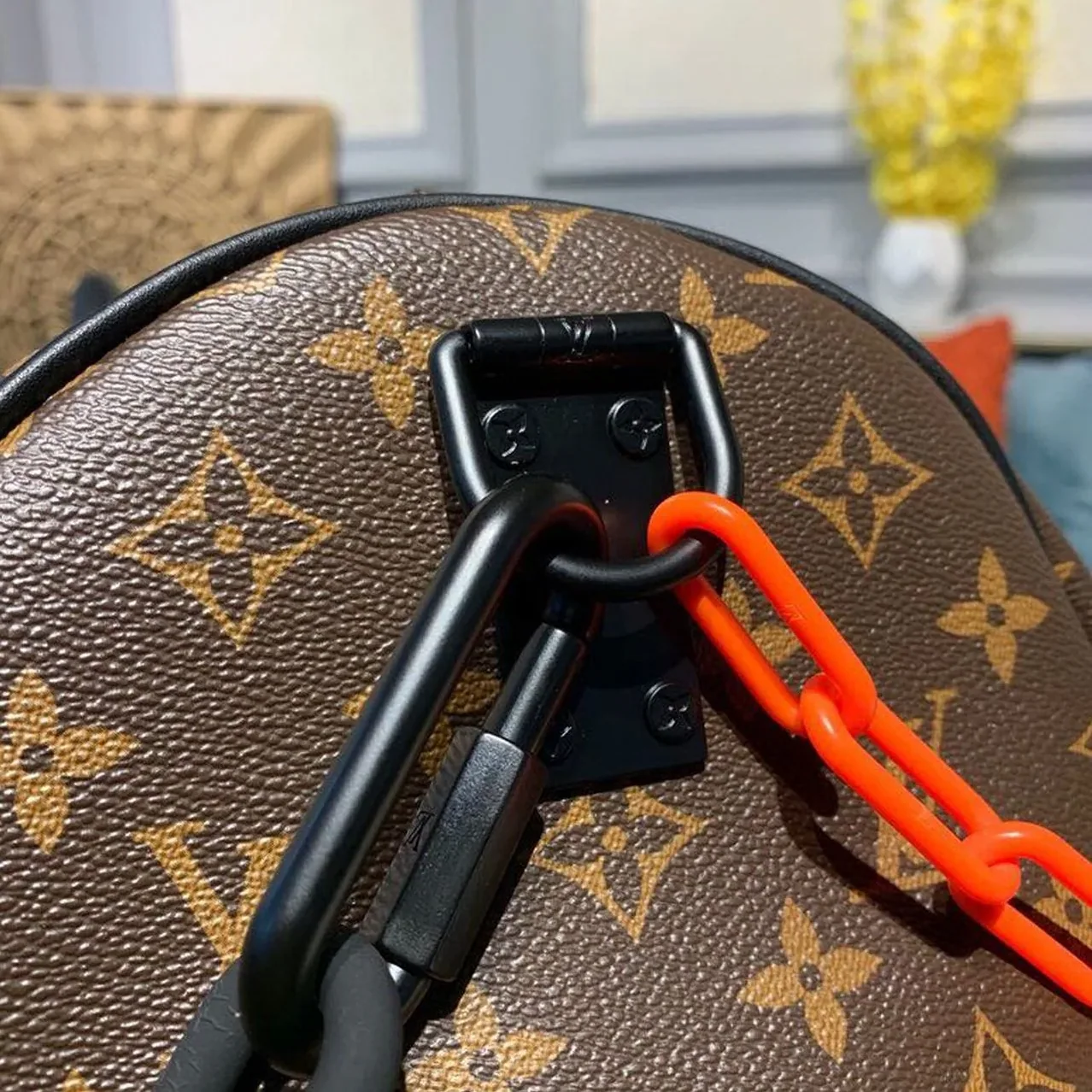 Louis Vuitton Keepall Bandouliere 50 Travel Bag / Black in Orange Monogram Black Hardware Louis Vuitton Keepall Bandouliere 50 Travel Bag / Black in Orange Monogram Black Hardware