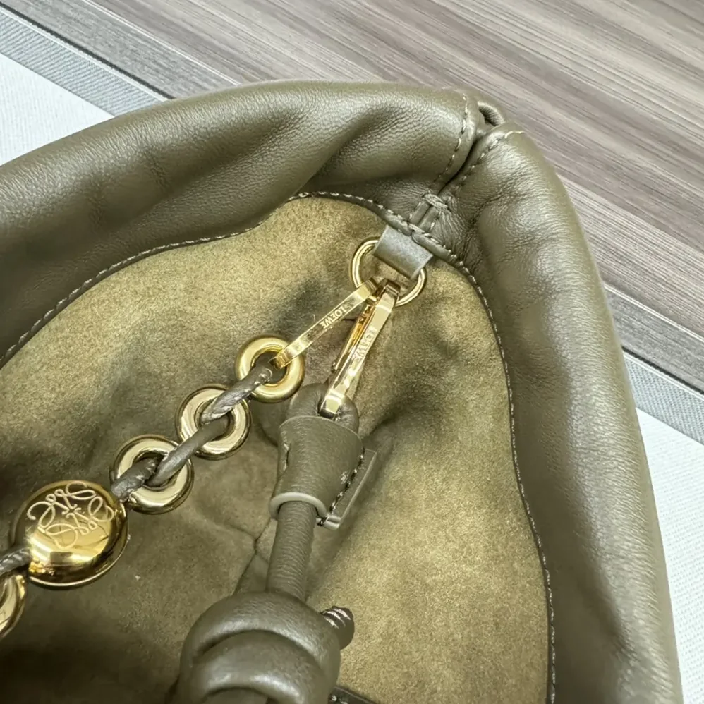 Loewe Mini Flamenco Purse Bag in Mellow Nappa Lambskin for Unisex in Dark Khaki Green Loewe Mini Flamenco Purse Bag in Mellow Nappa Lambskin for Unisex in Dark Khaki Green