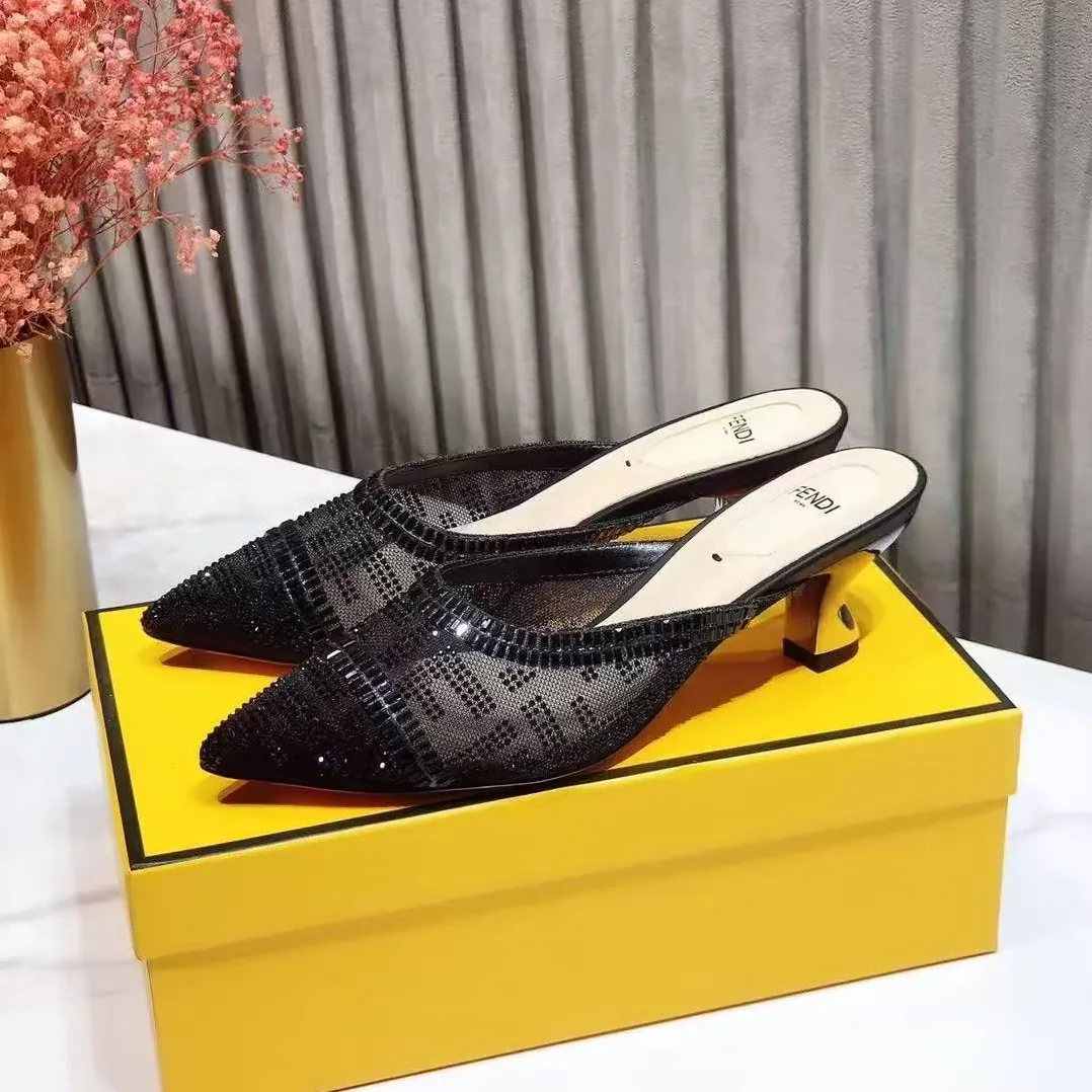 Fendi Colibri Crystal FF Sabot Mules Spring in Summer Collection Black Fendi Colibri Crystal FF Sabot Mules Spring in Summer Collection Black