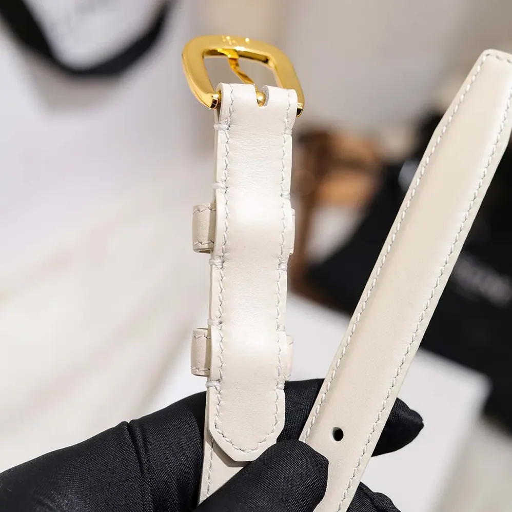 Celine Vivienne Belt 25Mm In Taurillon Leather for Women in White Celine Vivienne Belt 25Mm In Taurillon Leather for Women in White