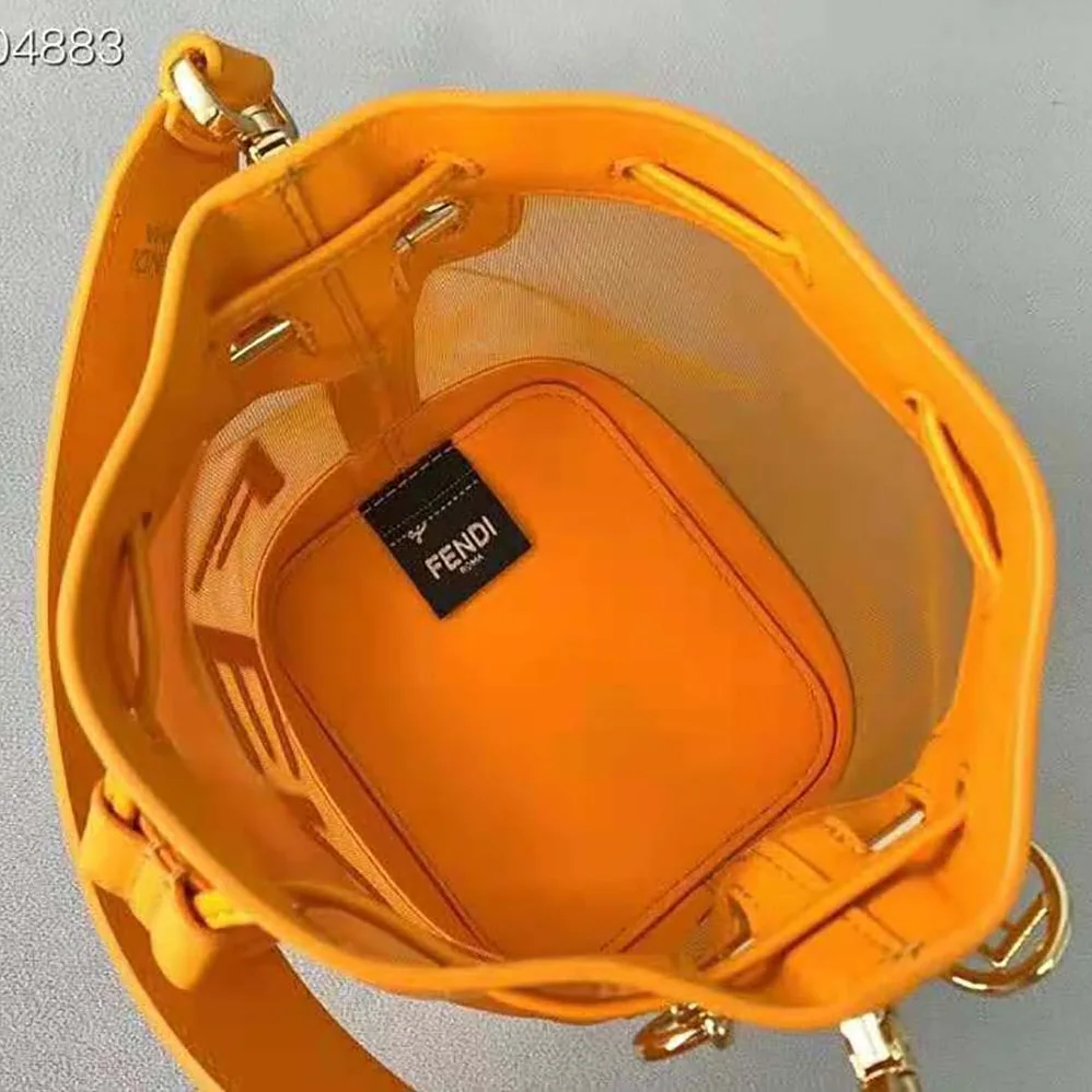 Fendi Mon Tresor Leather and Mesh Mini-bag for Women in Orange Fendi Mon Tresor Leather and Mesh Mini-bag for Women in Orange