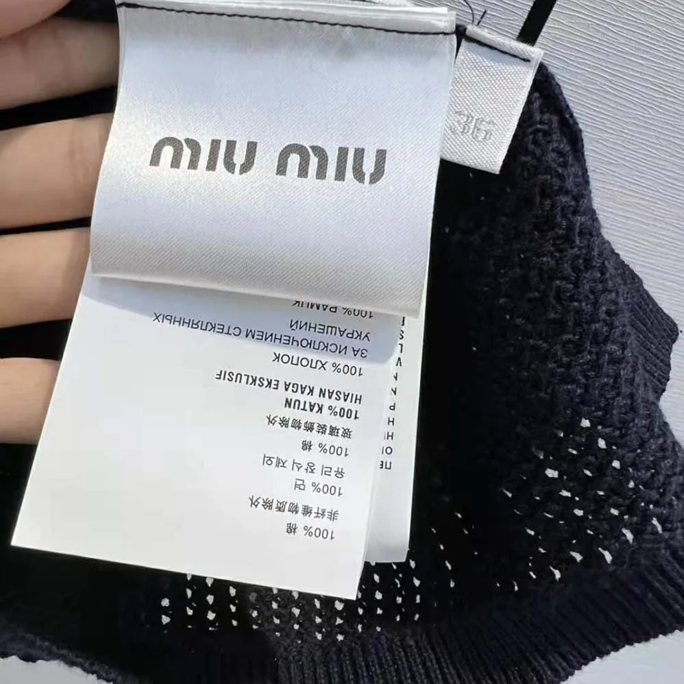 Miu Miu Cotton Knit Dress with Intarsia Logo for Women Miu Miu Cotton Knit Dress with Intarsia Logo for Women