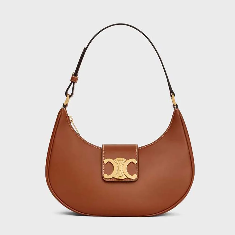 Celine Ava Triomphe Soft Bag in Smooth Calfskin for Women in Brown