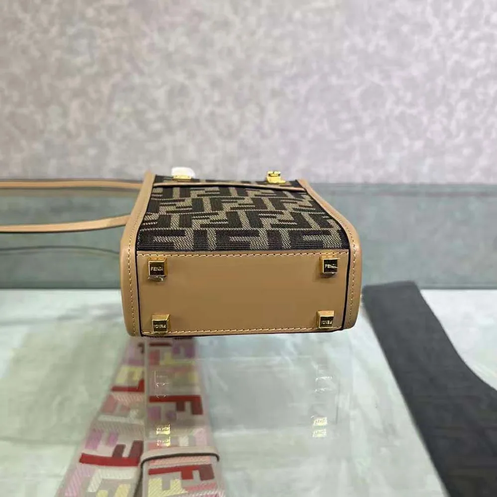 Fendi Mini Sunshine Shopper Brown FF Fabric Mini for Women in Bag Fendi Mini Sunshine Shopper Brown FF Fabric Mini for Women in Bag