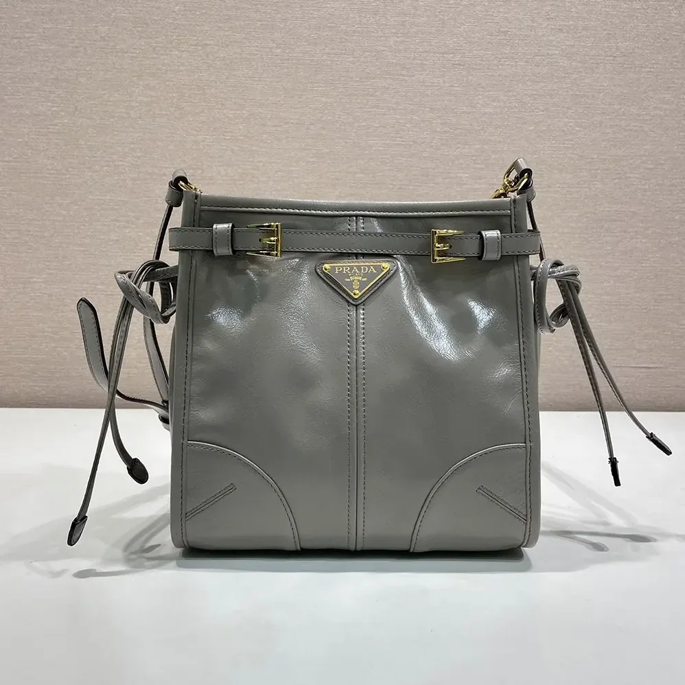 Prada Bonnie Leather Mini Shoulder Bag for Women in Gray