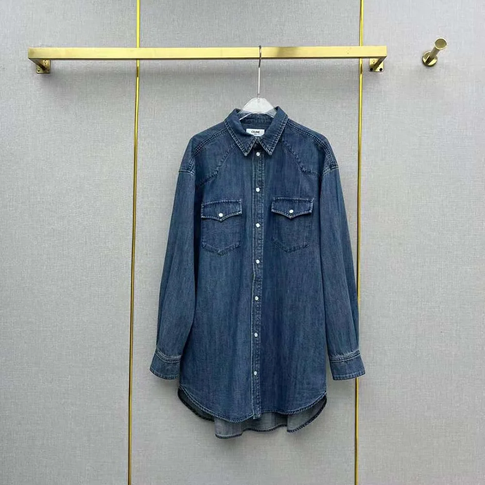 Celine Cowboy Painter Shirt in Denim for Women in Blue