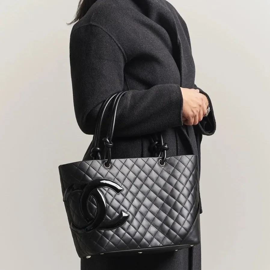 Chanel Cambon Ligne Large Tote Bag in Black Silver Hardware Chanel Cambon Ligne Large Tote Bag in Black Silver Hardware
