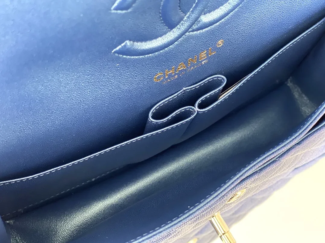 Chanel Classic Flap Bag Medium Crossbody in Blue Gold Hardware Chanel Classic Flap Bag Medium Crossbody in Blue Gold Hardware