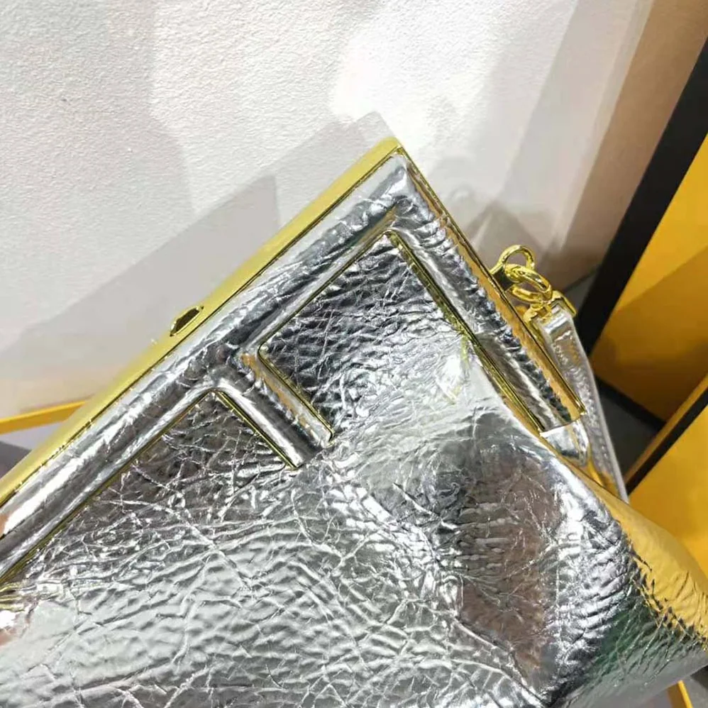 Fendi First Small Silver Laminated Leather Bag for Women Fendi First Small Silver Laminated Leather Bag for Women