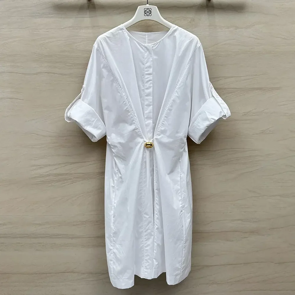Loewe Pebble Dress in Cotton for Women in White Loewe Pebble Dress in Cotton for Women in White