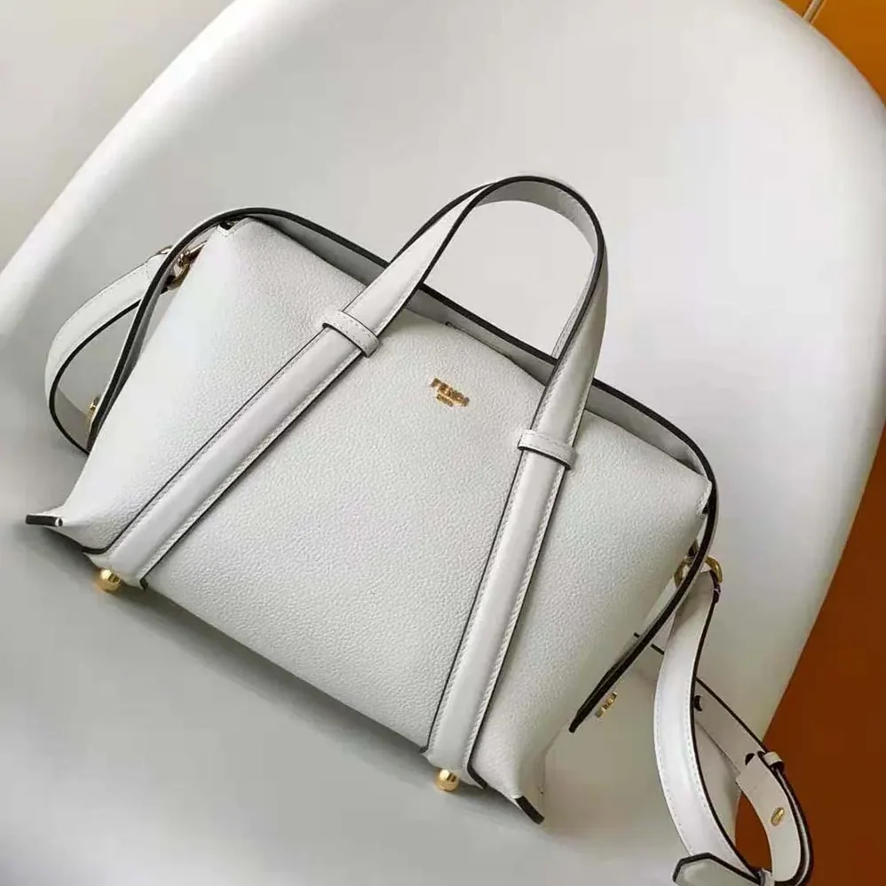 Fendi Boston 365 Lce White Leather Bag for Women Fendi Boston 365 Lce White Leather Bag for Women