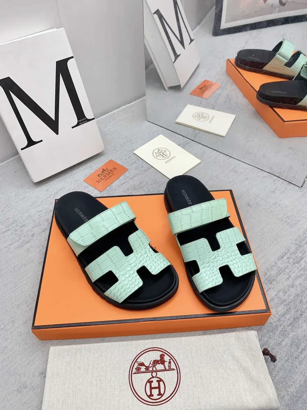 Hermes Chypre Sandal Jade Green Hermes Chypre Sandal Jade Green