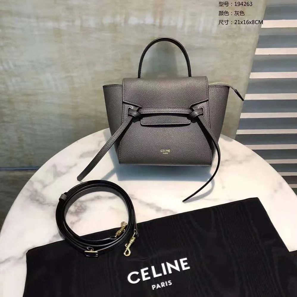 Celine Pico Belt Bag in Grained Calfskin for Women in Gray